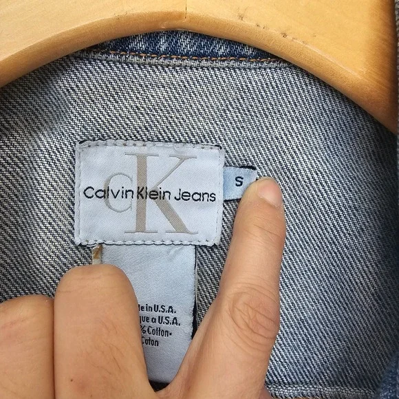 Crop Trucker Jacket Womens XS CALVIN KLEIN Blue VINTAGE Jeans Western Y2K USA